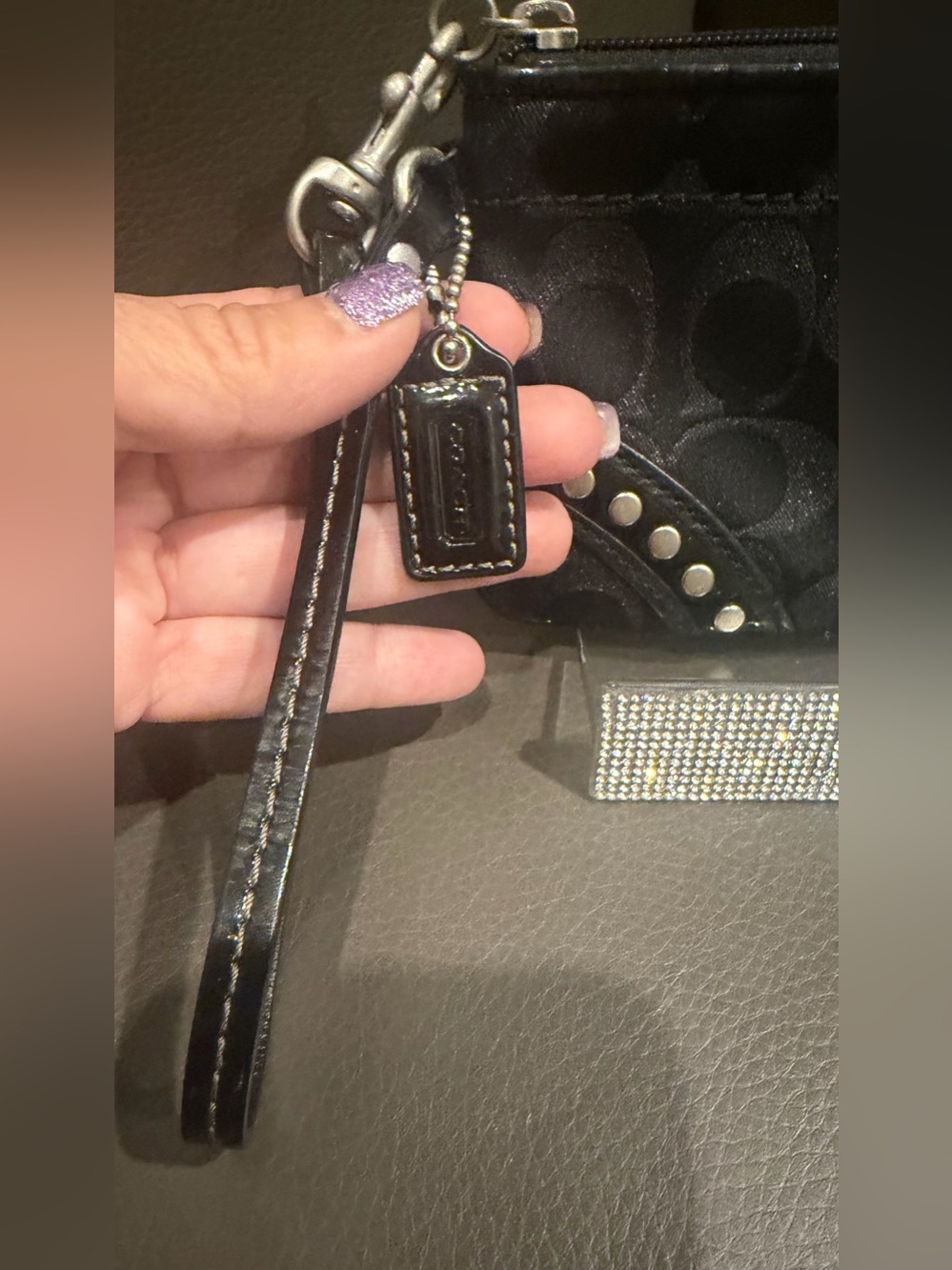 Coach Vintage Signature Stud-Accent Wristlet - Picture 3 of 4